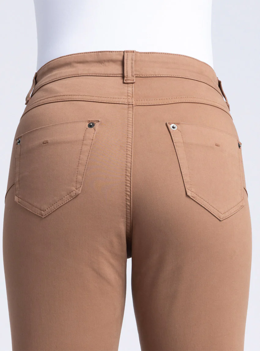 Pantalon femme en coton beige noisette