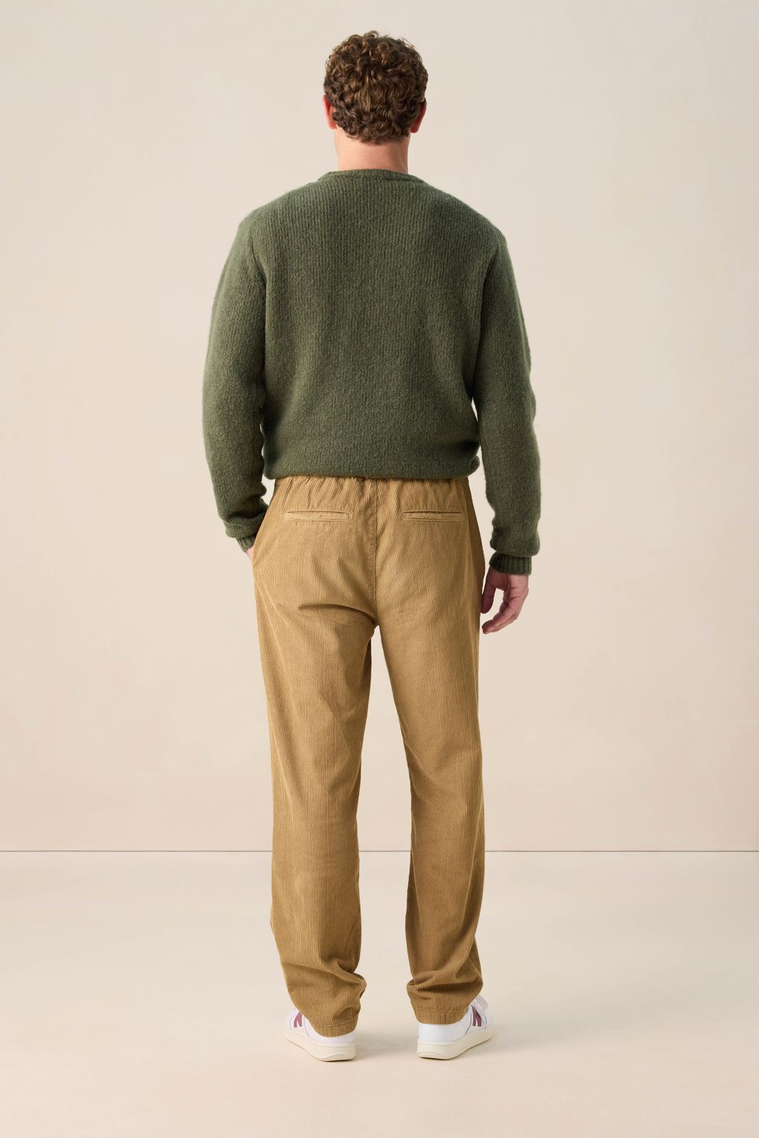 Lichtbruine corduroy mid-rise broek