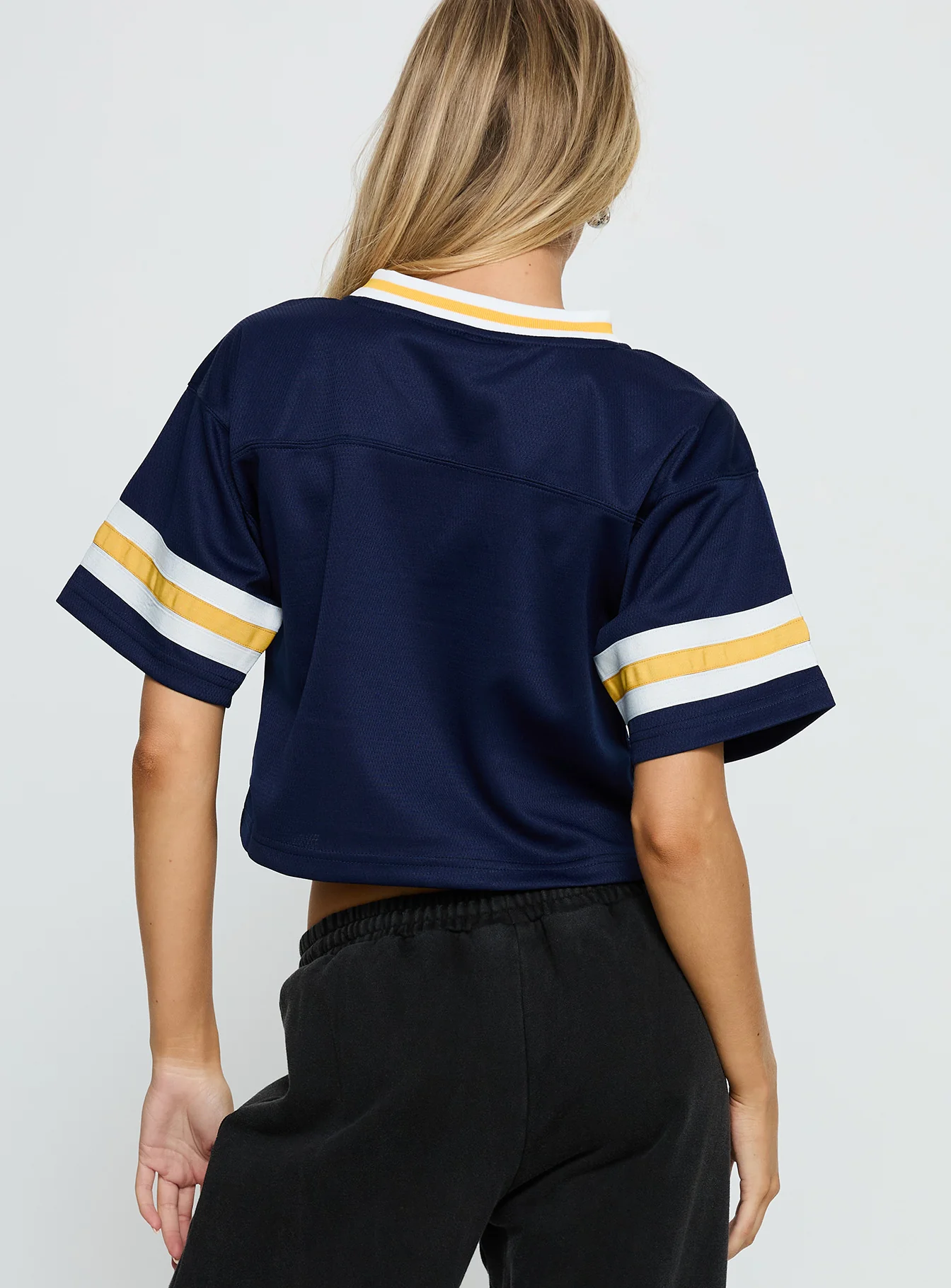 UC Berkeley Cropped Football Jersey Tee Blue
