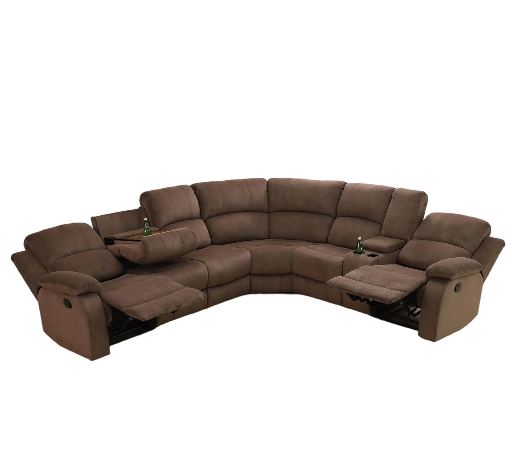 Aukfa 3 - Piece Recliner Sofa Set, 6 Seat Sectional Couch with Cup Holders&Storage Console, Gray