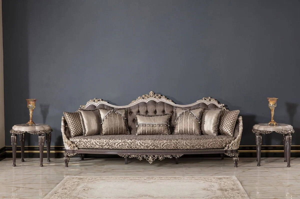 Luxury Baroque side table gray / brown / gold H. 60 cm - Baroque furniture