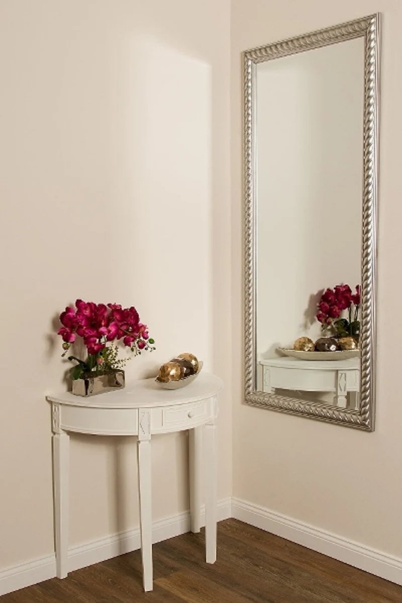 Baroque living room wall mirror antique silver 72 x H. 162 cm - Handmade mirror in the baroque style