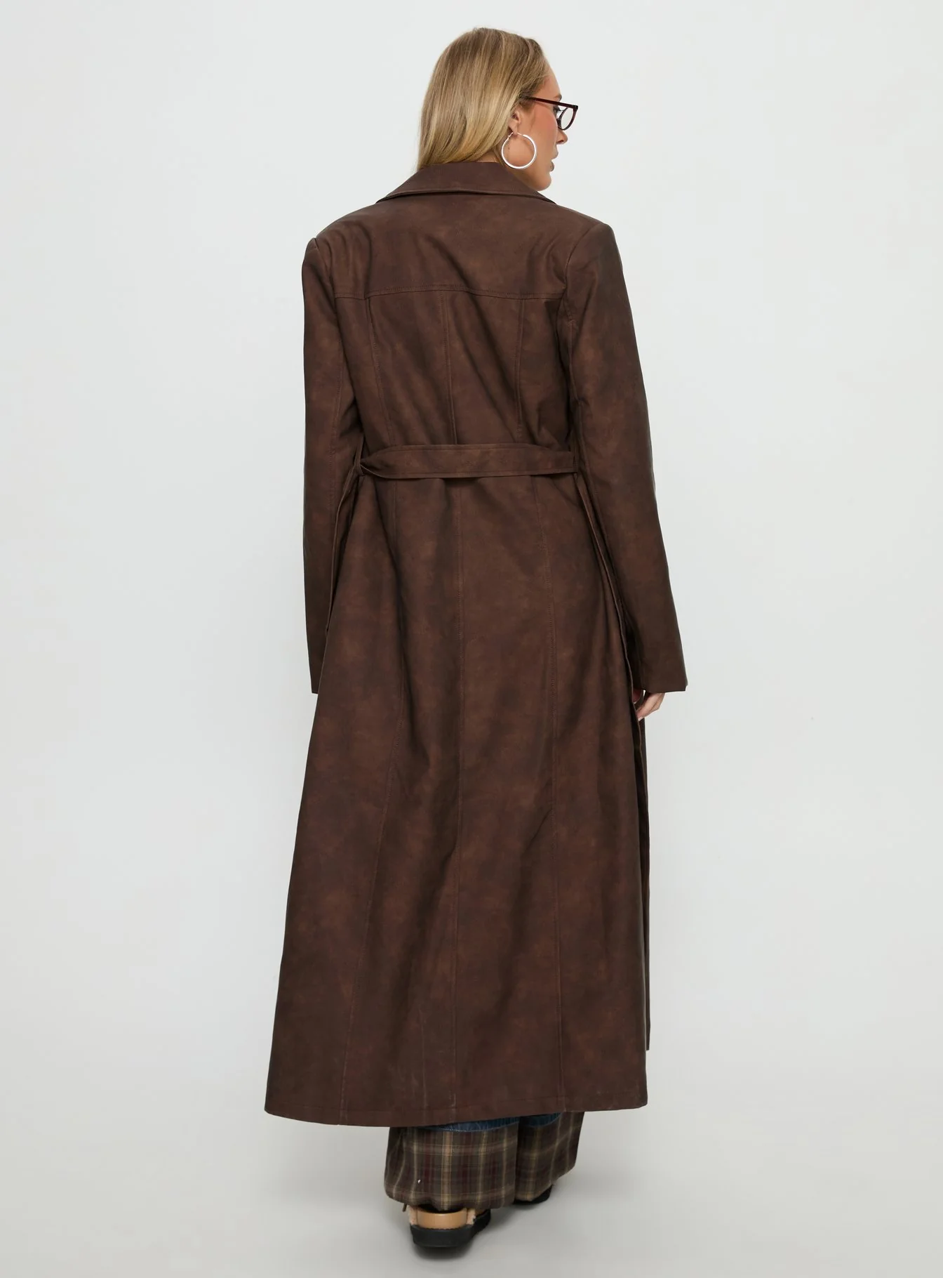 Salazar Longline Belted Trench Coat Chocolate Brown