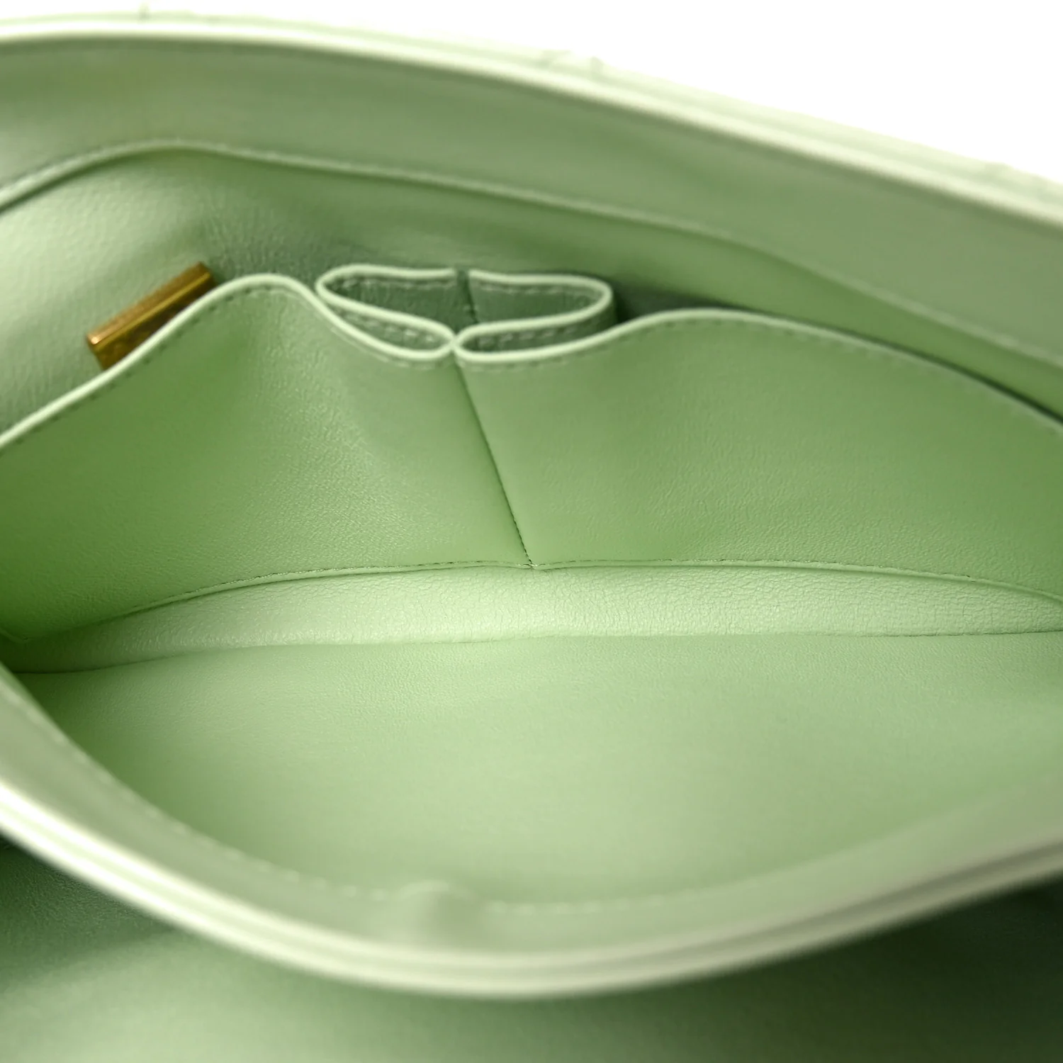 Lambskin Quilted Small Trendy CC Flap Dual Handle Bag Light Green - Top Club