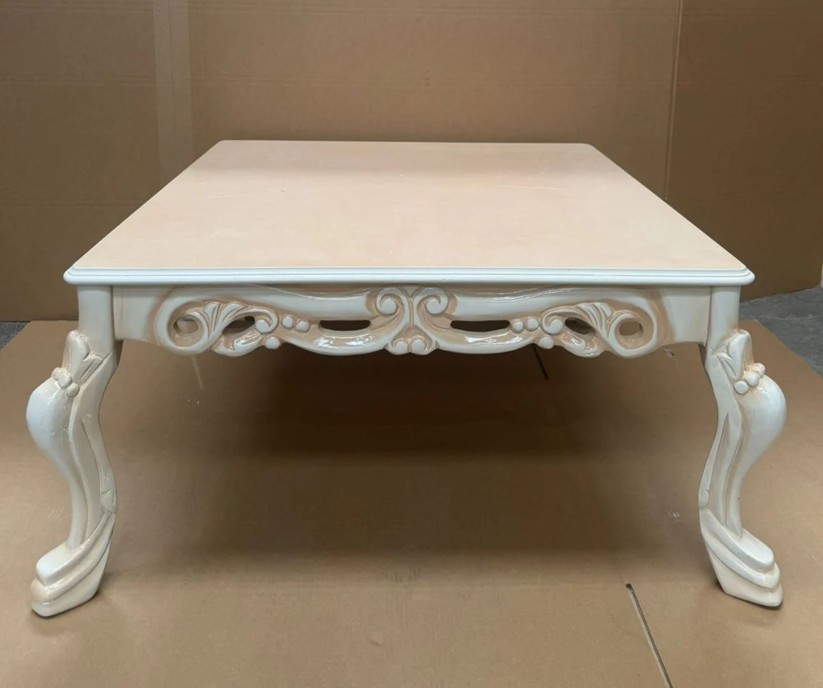 Luxury Baroque coffee table beige / white 90 cm - Baroque style furniture
