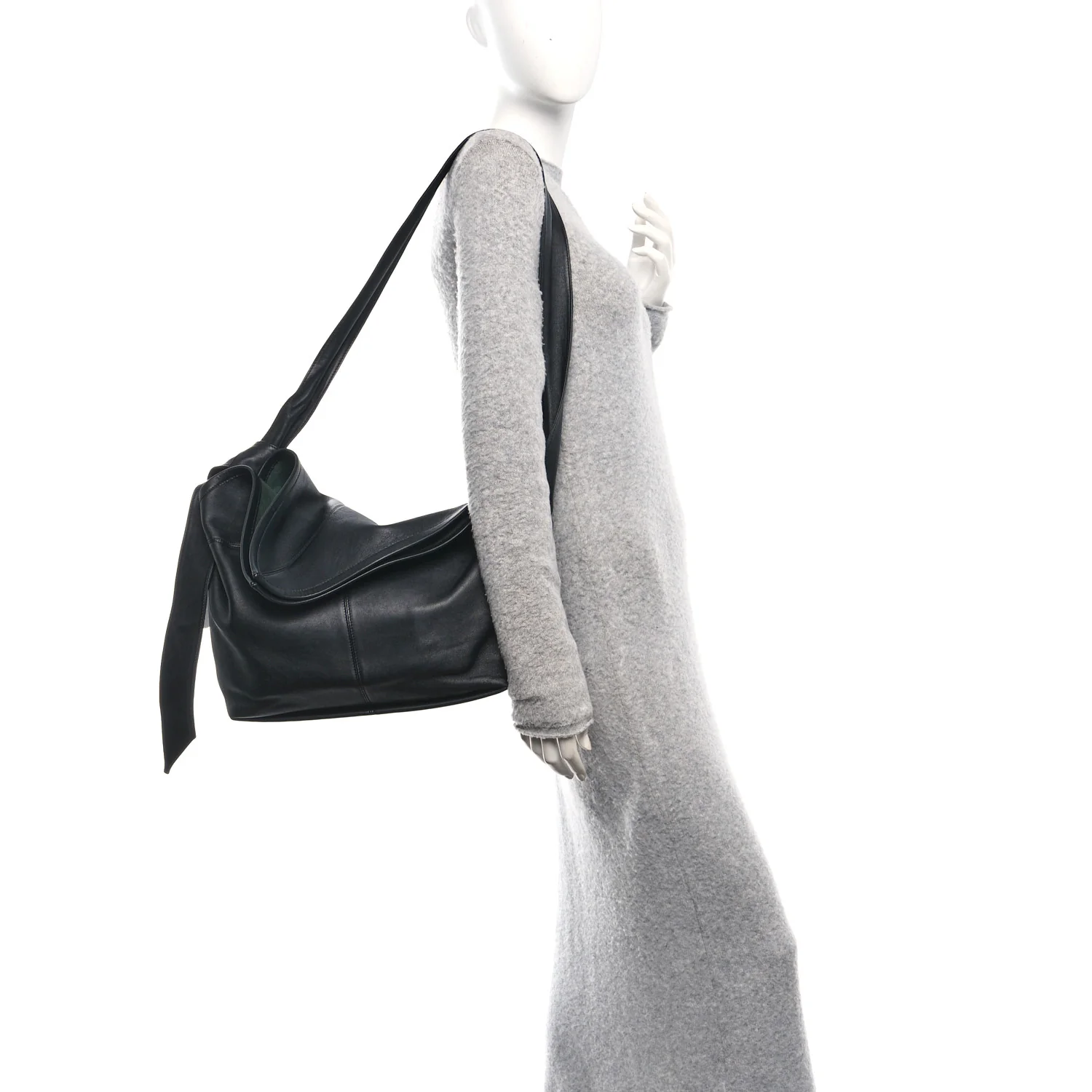 Silky Calfskin Medium Sawyer Messenger Bag Black