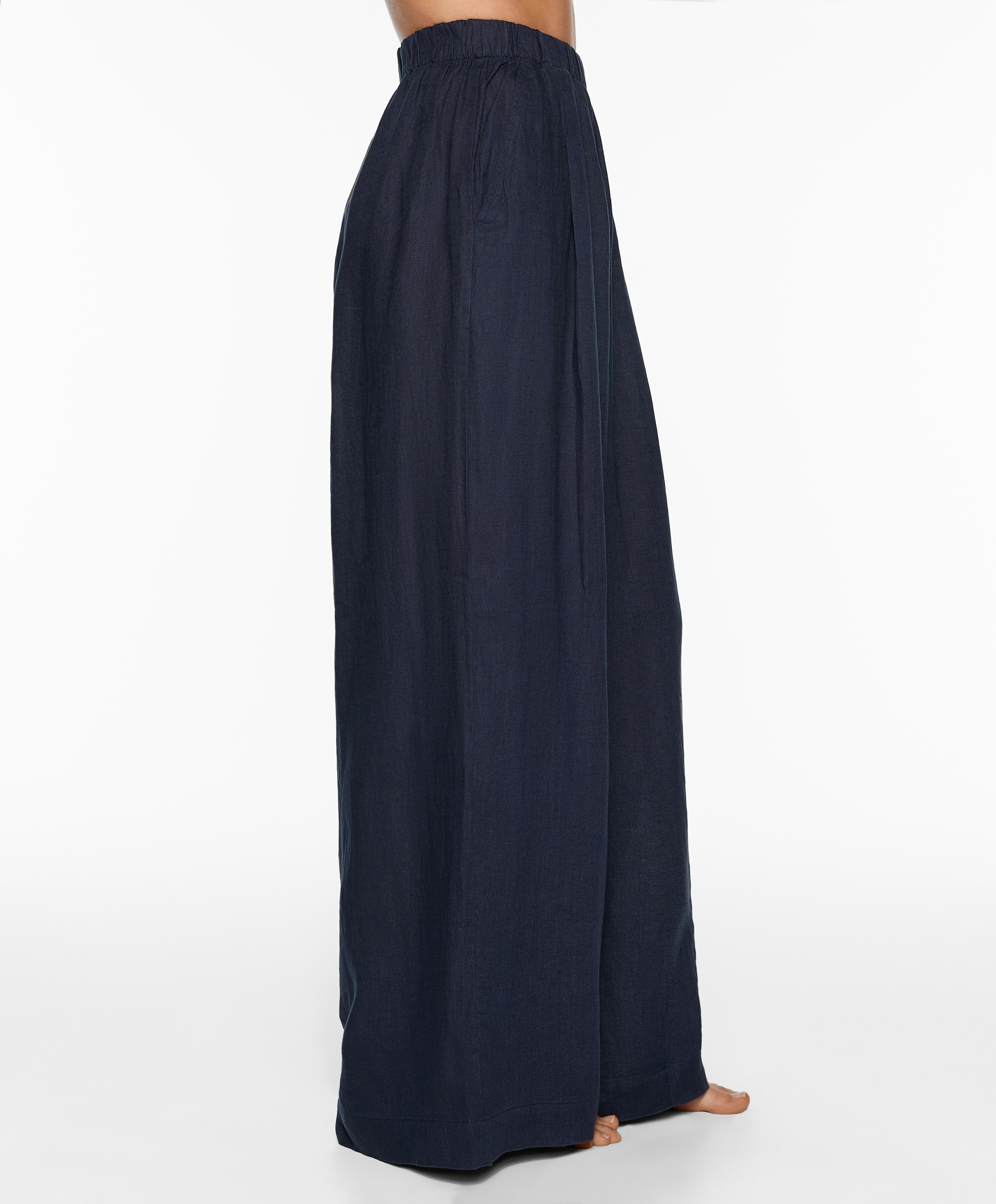 OYSHO 100% linen wide straight-leg trousers