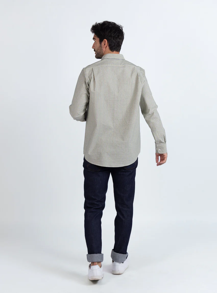 Chemise homme en coton vert tilleul