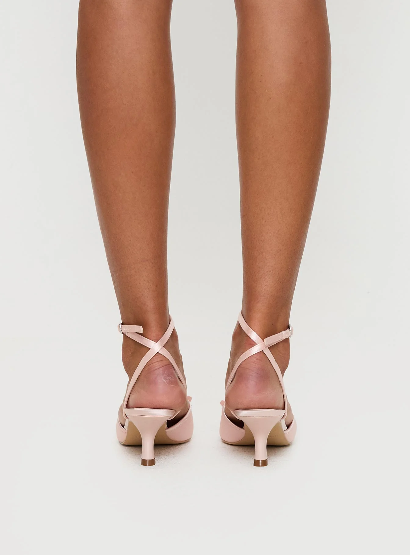 Clio Satin Pointed Toe Heels Baby Pink