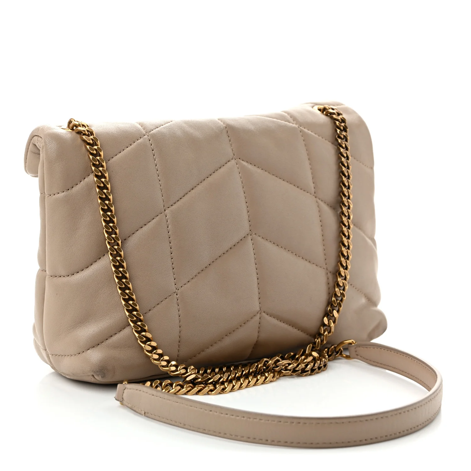 Lambskin Quilted Toy Loulou Puffer Monogram Chain Satchel Nude Powder - Top Club