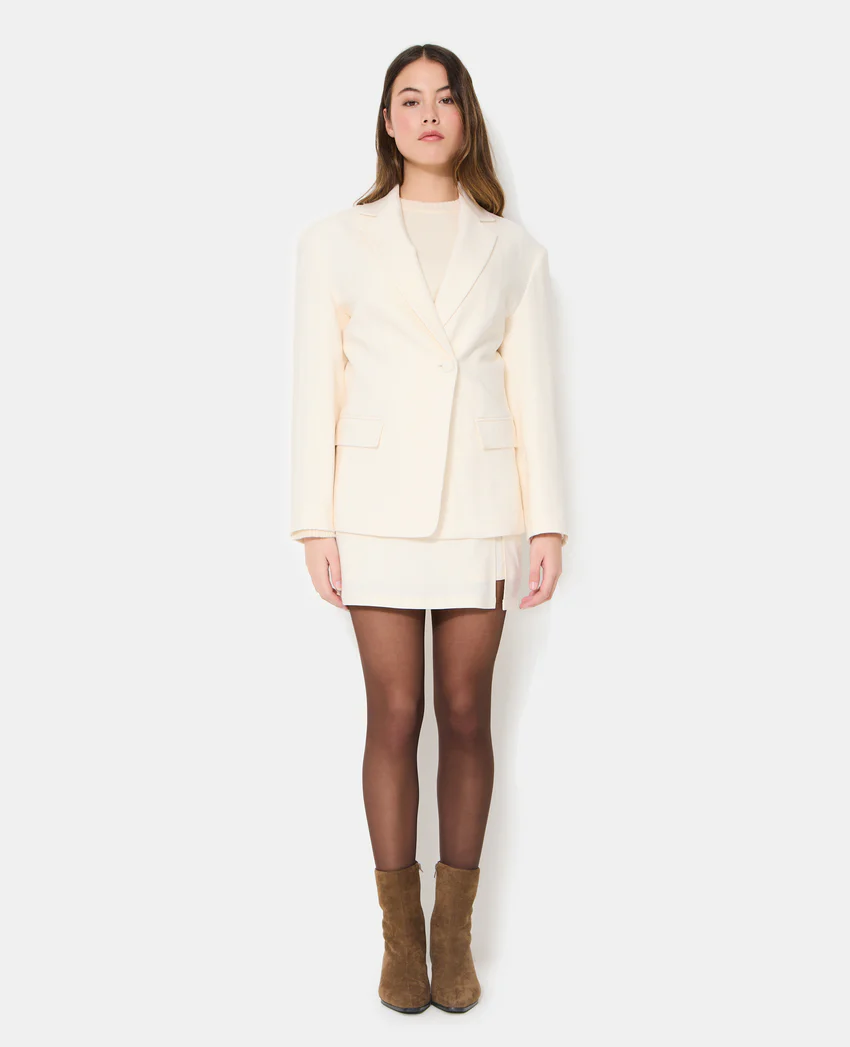 Pimkie Veste blazer long et cintré en tissu effet lin
