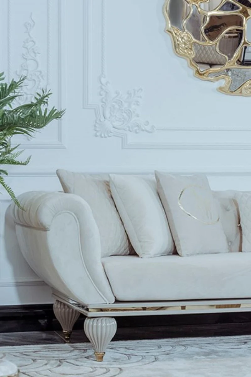 Luxury Art Deco Living Room Sofa Cream / Gray / Gold - Art Deco Living Room Furniture - Luxury Collection
