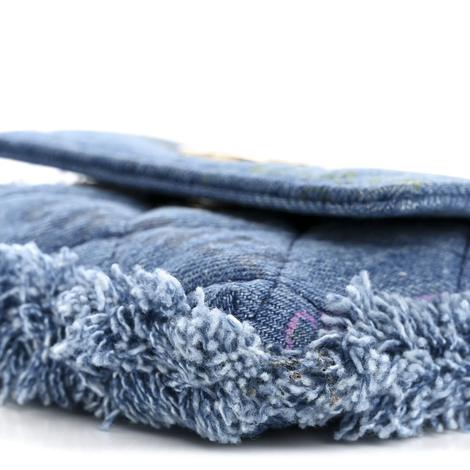 Denim Quilted Denim Mood Clutch With Chain Blue Multicolor - Top Club