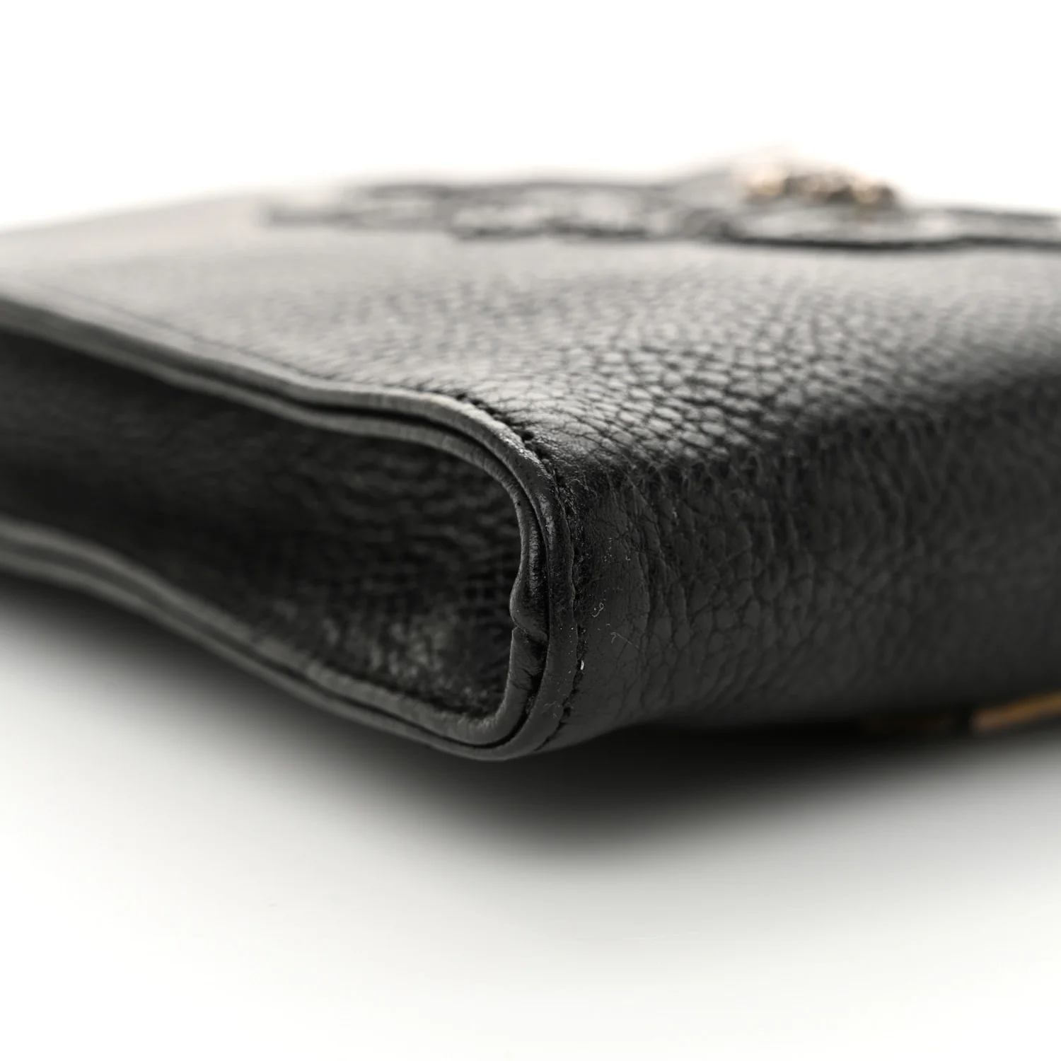 Grained Calfskin Fleur De Lis Square Pocket Crossbody Black - Top Club