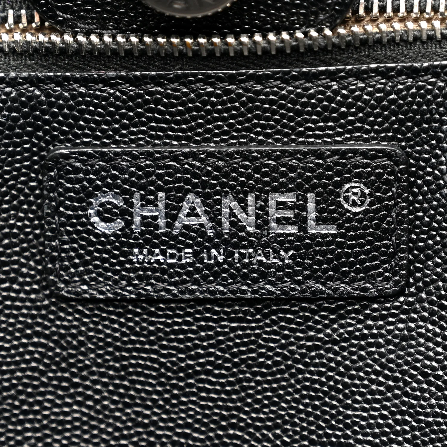 Caviar Stitched Large Lady Coco Shopping Tote Black - Top Club