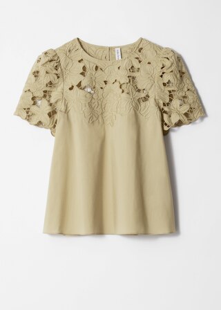 & Other Stories SHORT-SLEEVE FLORAL-EMBROIDERY BLOUSE