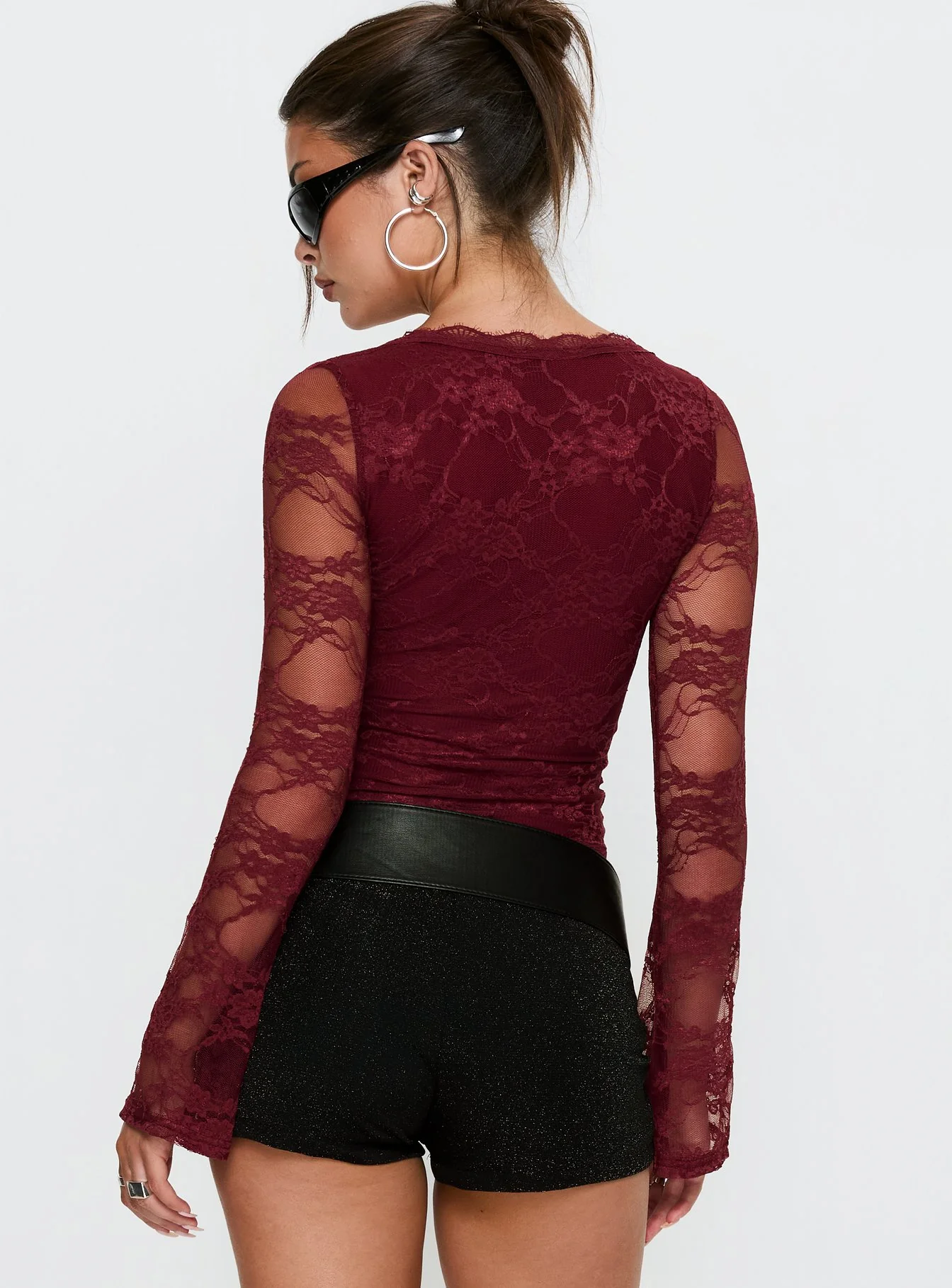 Pitter Long Sleeve Top Burgundy