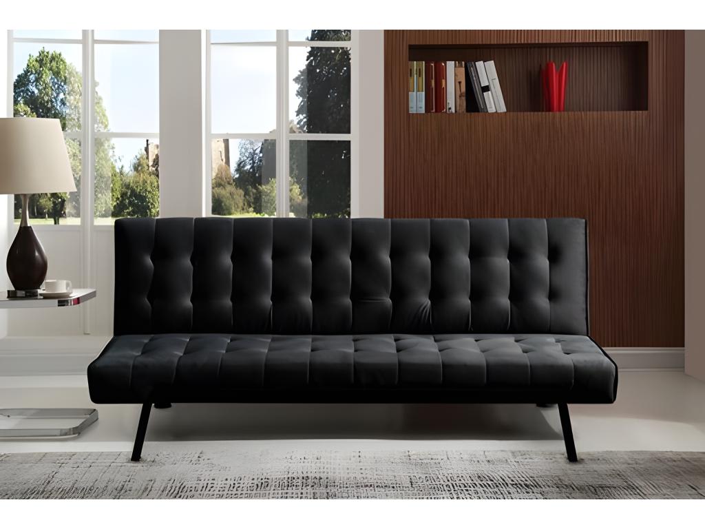 Sofá cama 2 plazas clic clac terciopelo 168x69cm negro