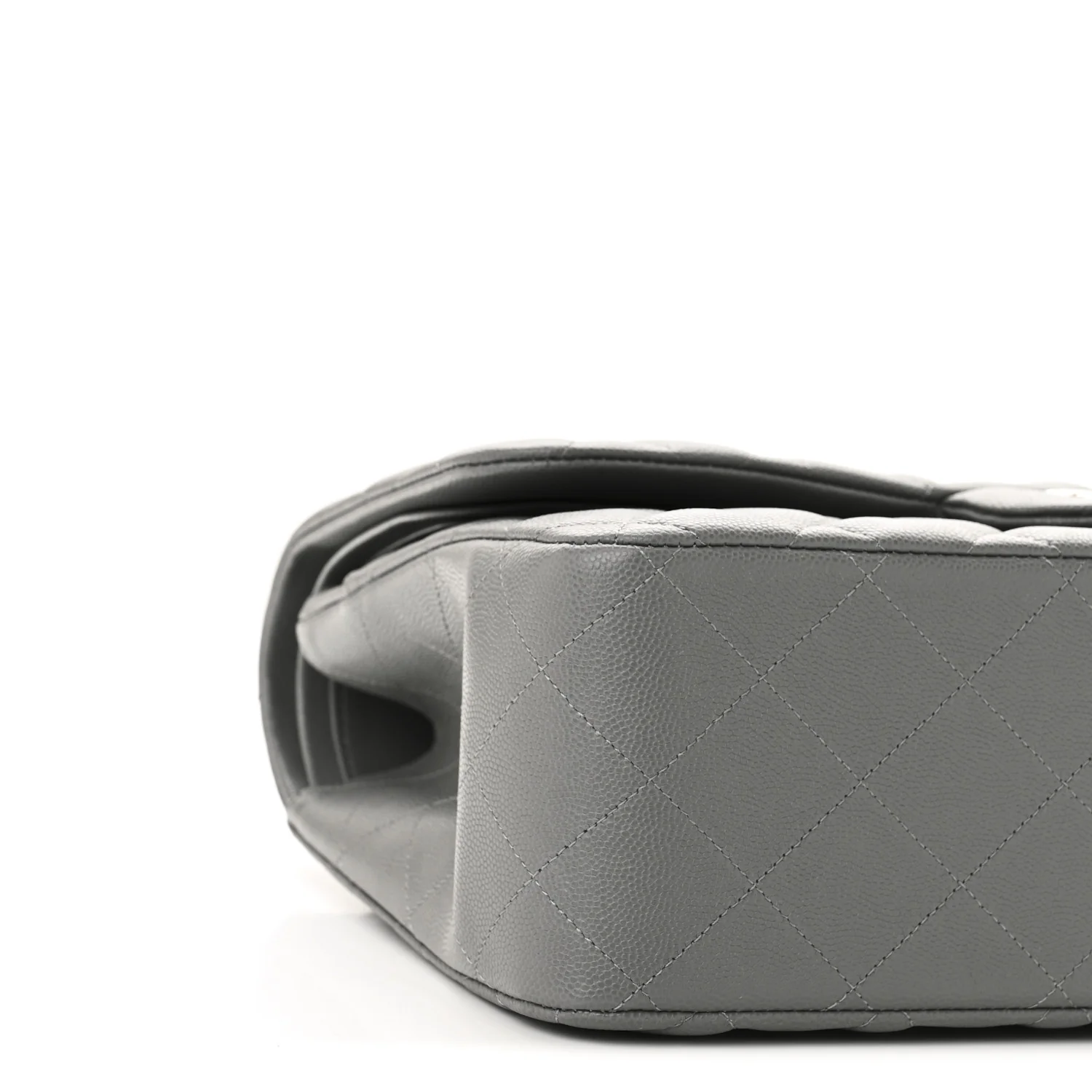 Caviar Quilted Jumbo Double Flap Grey - Top Club
