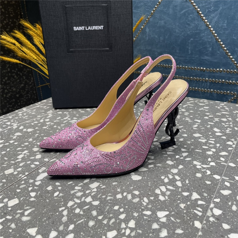 YSL rhinestone high heel classic logo letter high heel sandals - Sneaker Replica Workshop