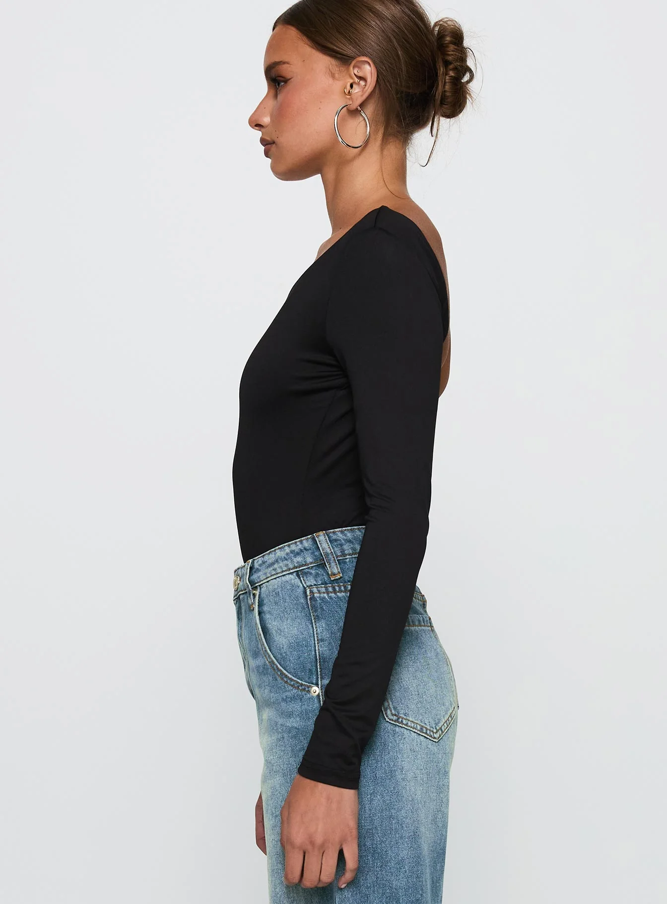 Look This Good Backless Bodysuit Black