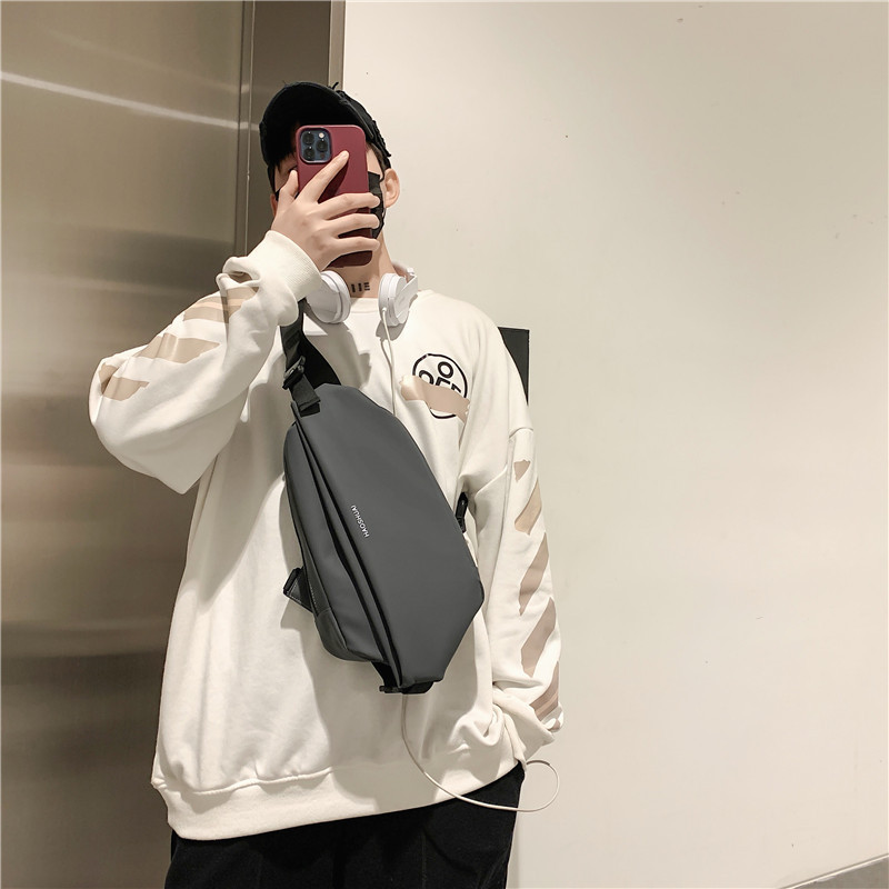 HAOSHUAI New Trendy Men's Chest Bag Fashionable Casual Single Shoulder Bag Multifunctional Waterproof Crossbody Bag for Cross-Border Use