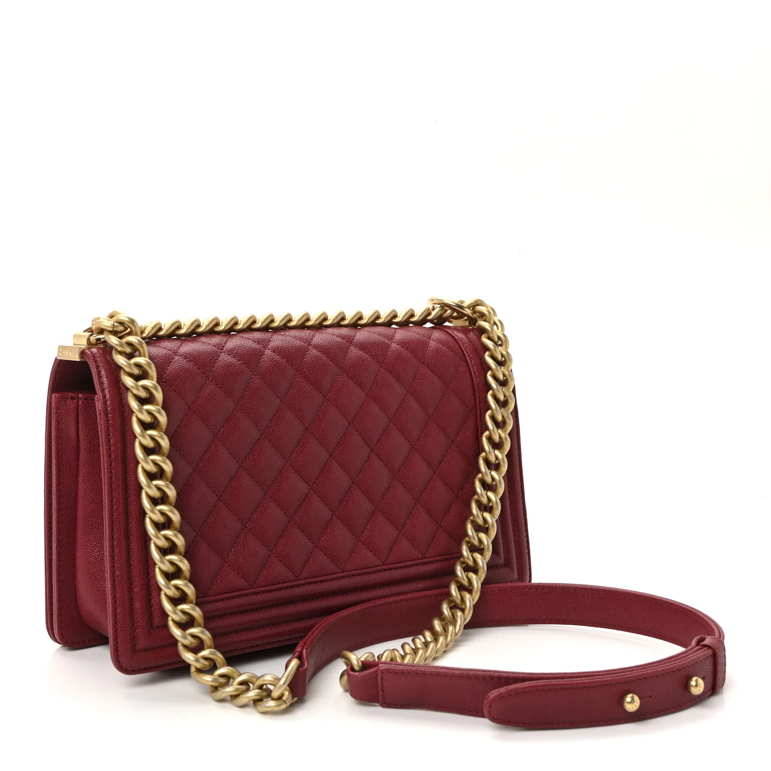 Caviar Quilted Medium Boy Flap Burgundy - Top Club
