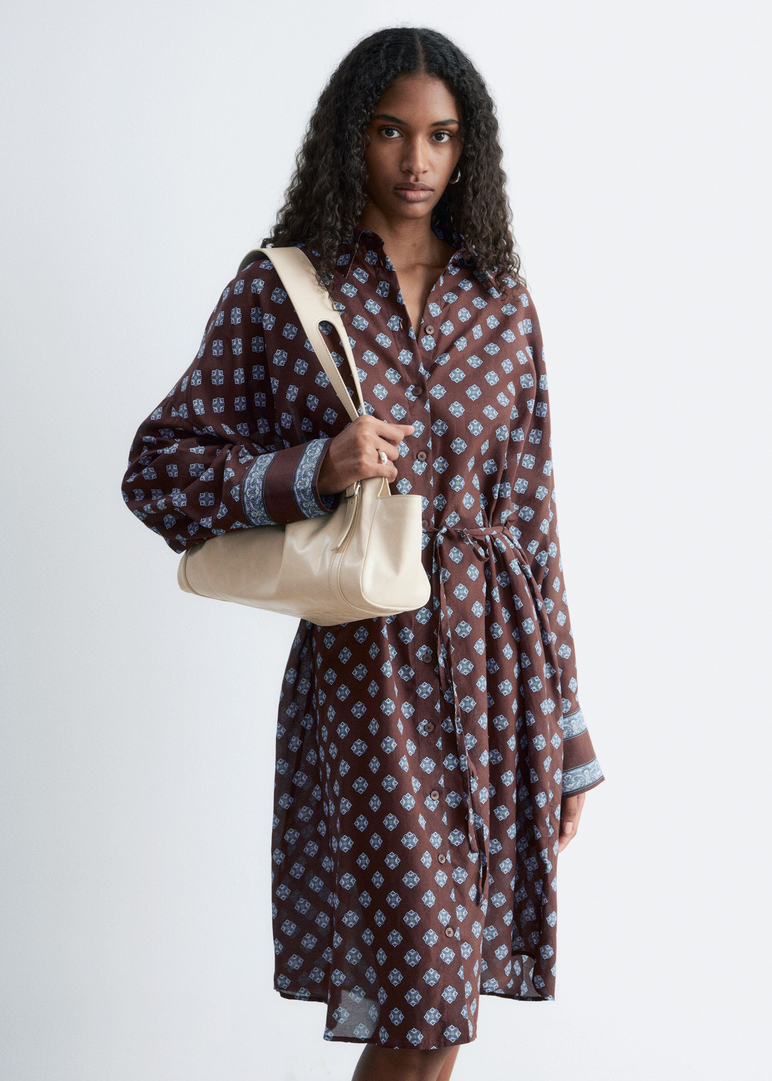 & Other Stories PRINTED SILK-COTTON MIDI DRESS