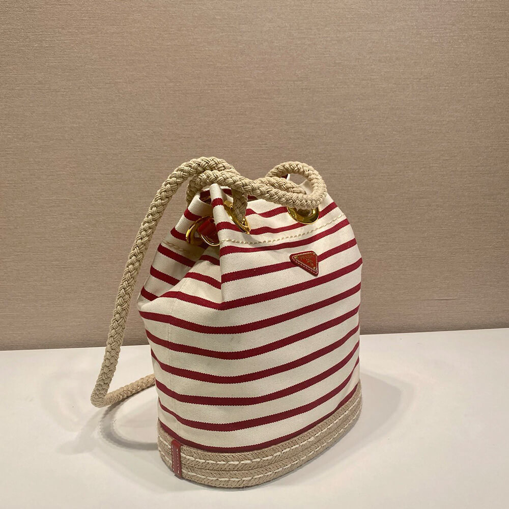 Prada Mariner small striped fabric bucket bag - Top Club