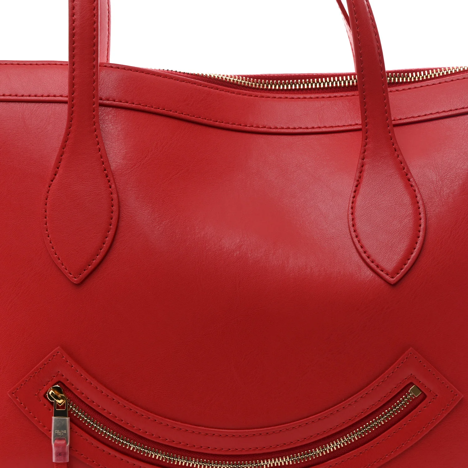 Glossy Calfskin Flat Luggage Shoulder Bag Ultra Red - Top Club