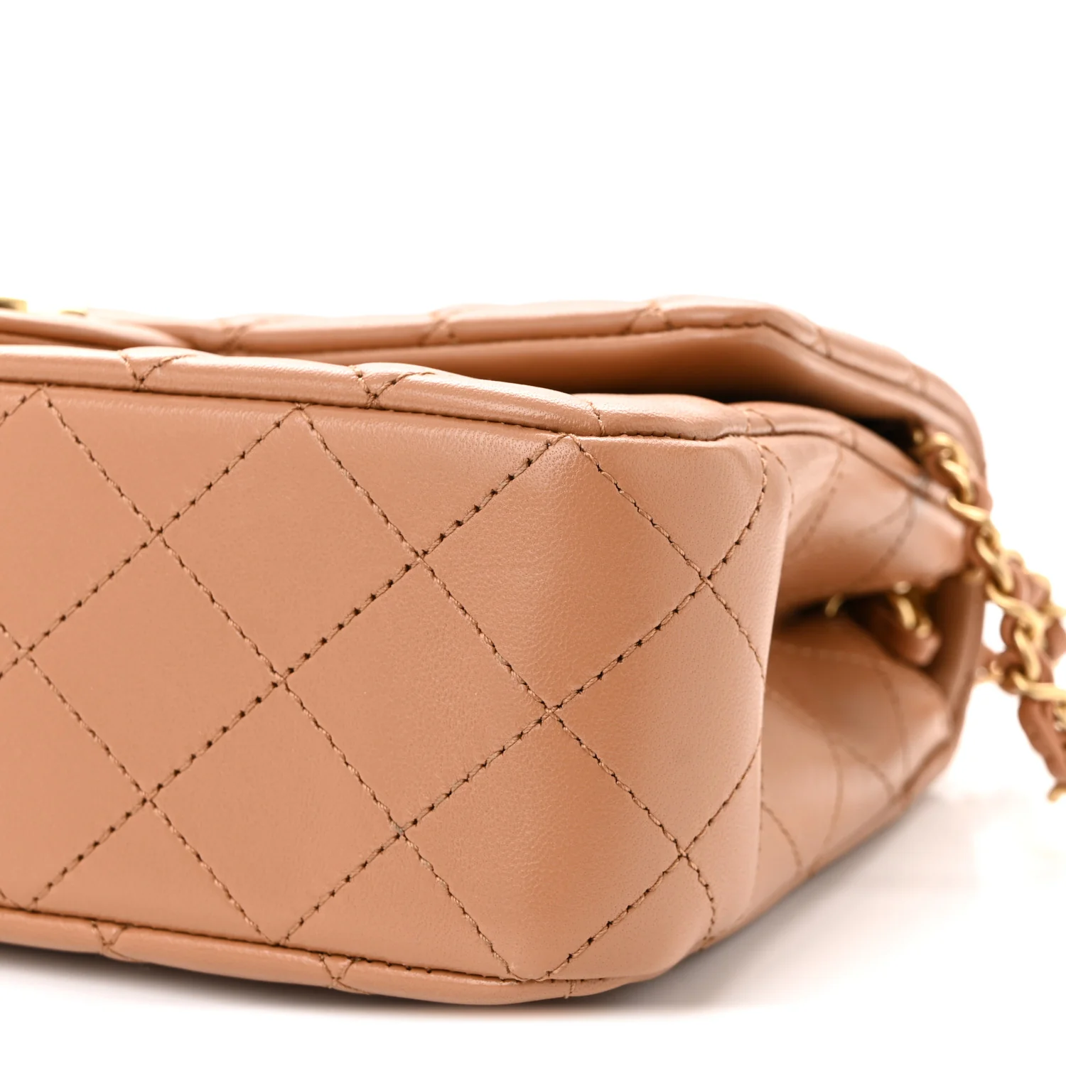 Lambskin Quilted Small CC Crush Flap Brown - Top Club