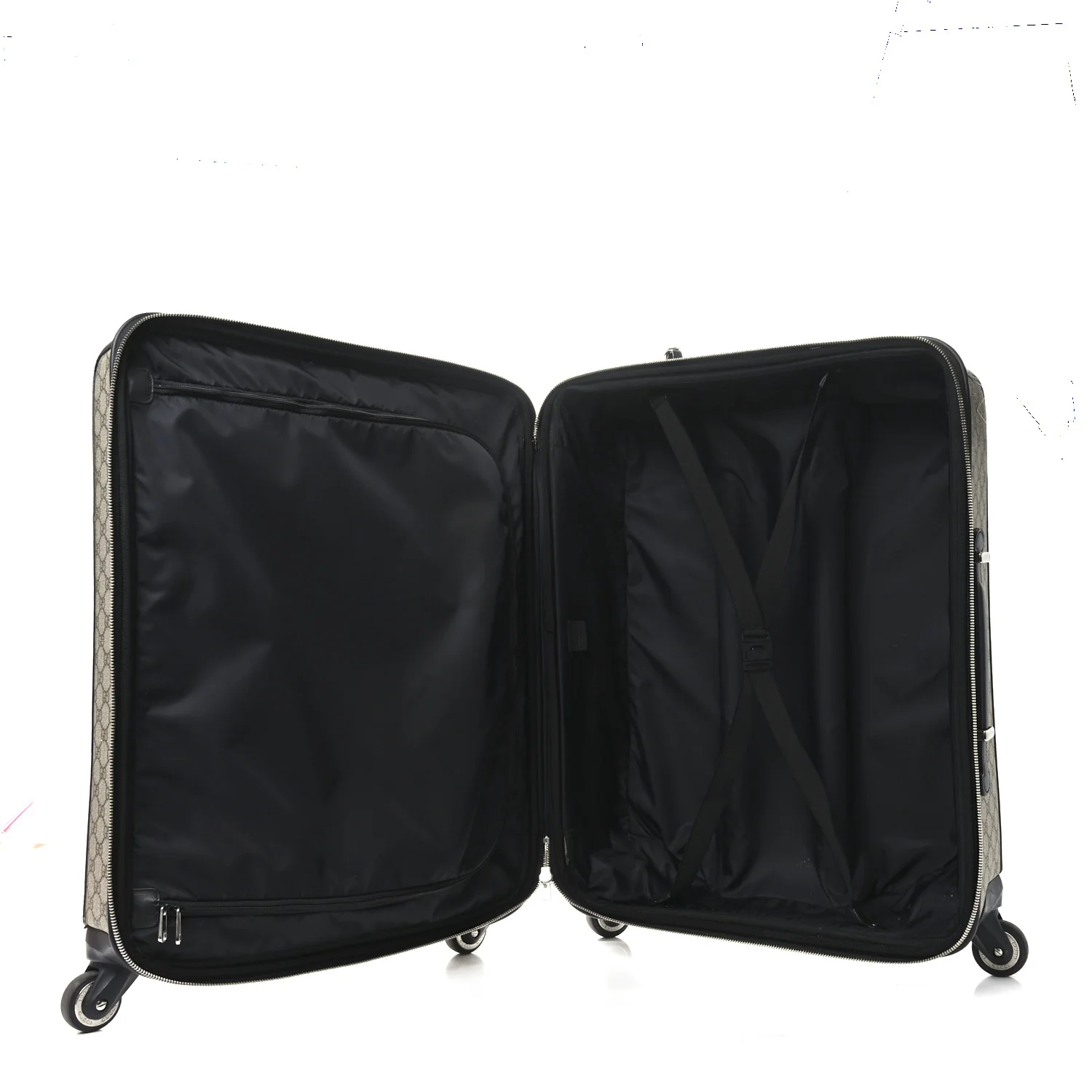GG Supreme Monogram Four Wheel Suitcase Black - Top Club