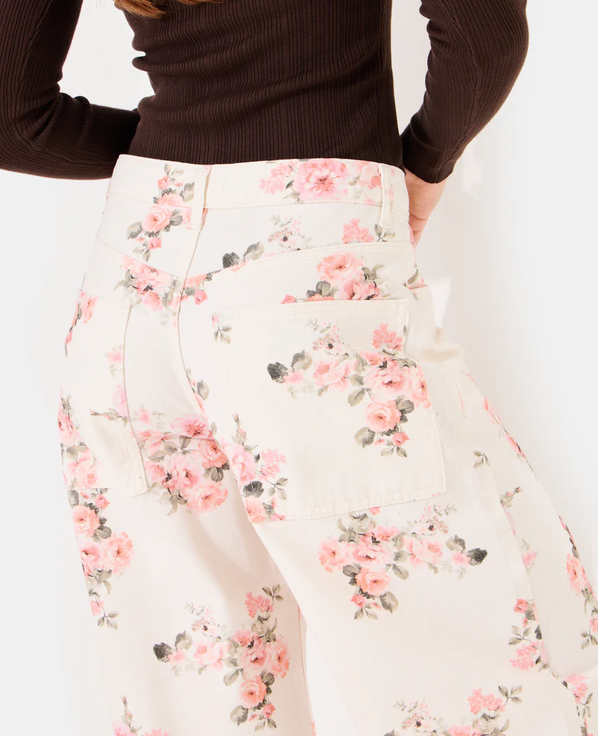Pimkie Jean barrel taille medium avec motif fleurs