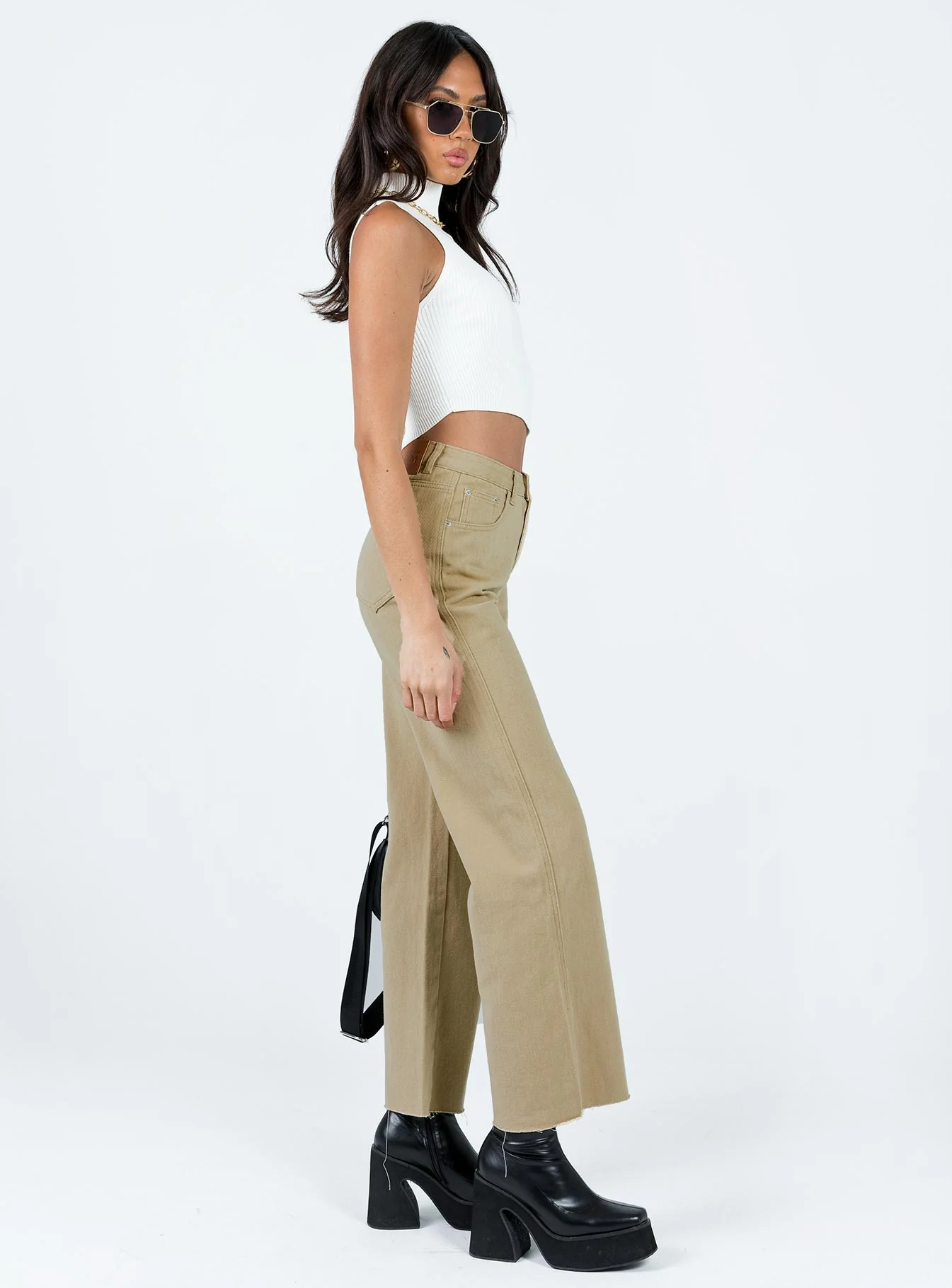 Arlington High Rise Straight Leg Denim Jeans Stone