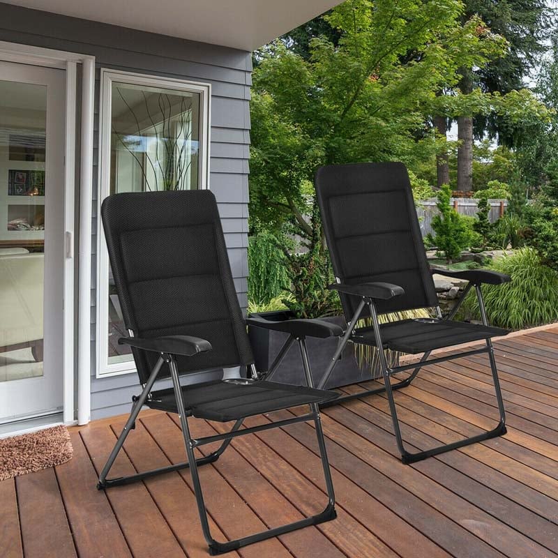 Bestoutdor 2 Pcs Patio Folding Chairs Outdoor Sling Chairs Back Adjustable Deck Chairs