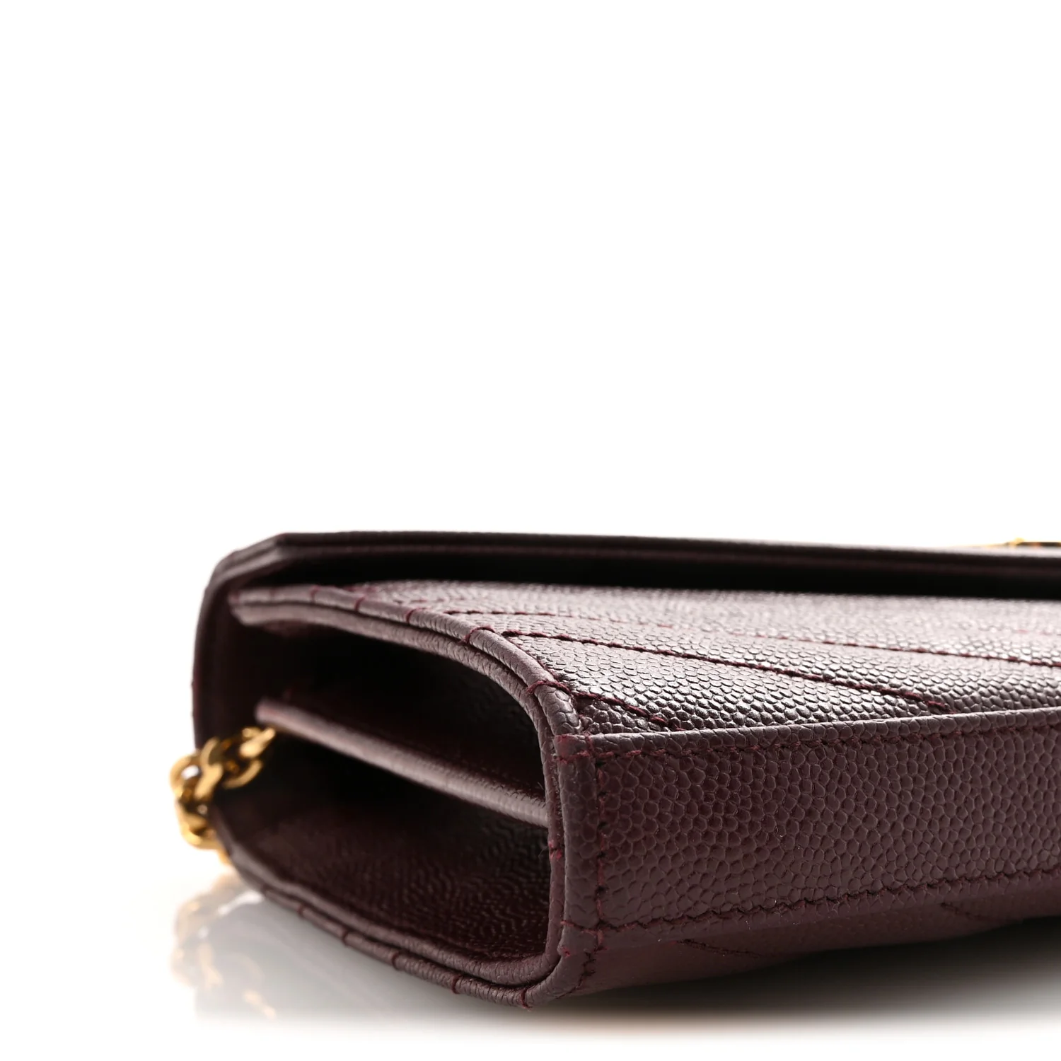Grain De Poudre Matelasse Chevron Monogram Chain Wallet Rouge Legion - Top Club
