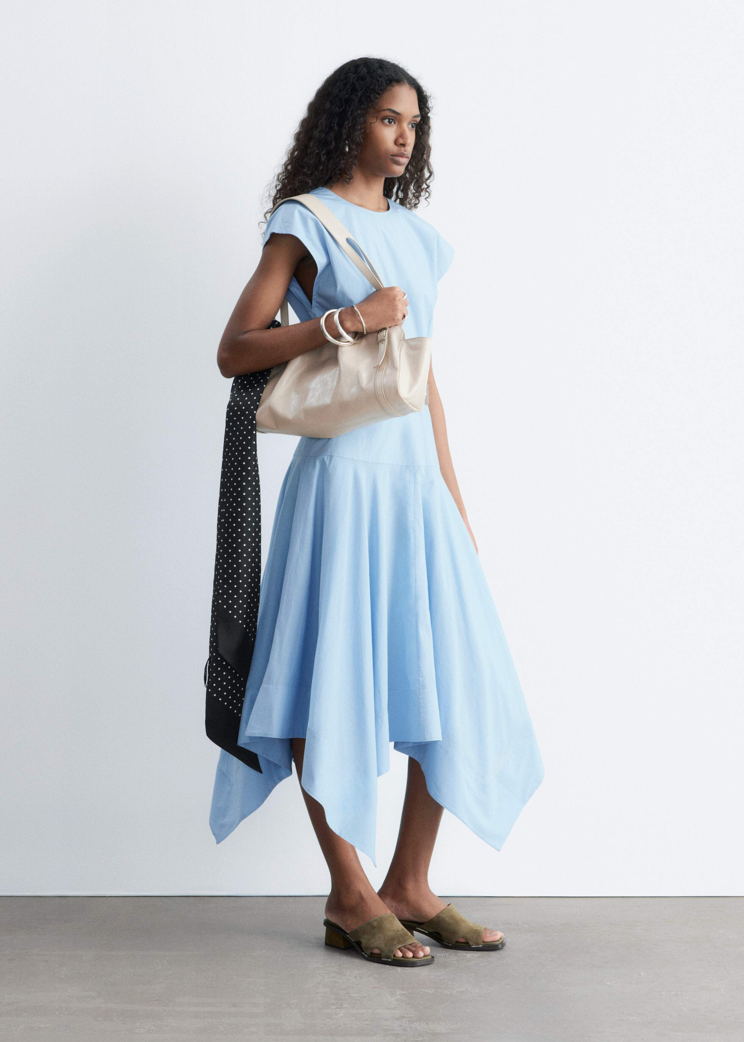 & Other Stories COTTON POPLIN MIDI DRESS