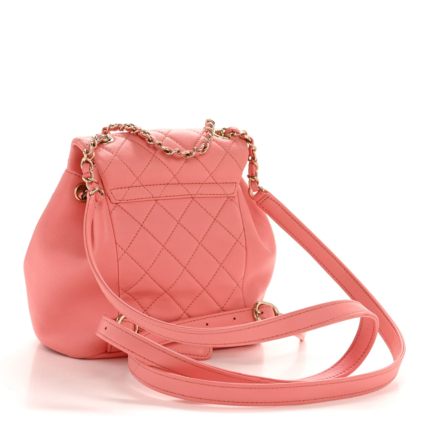 Lambskin Quilted Small Duma Drawstring Backpack Light Pink - Top Club