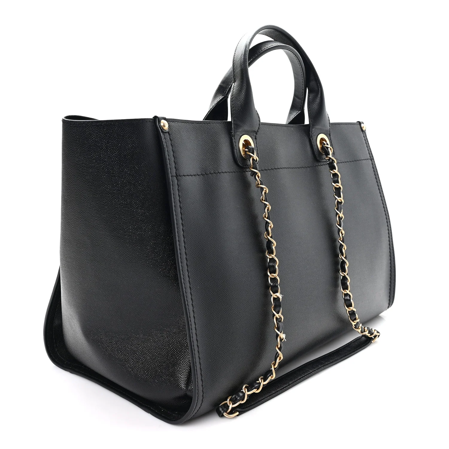 Caviar Medium Studded Deauville Tote Black - Top Club