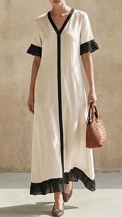 Women's Short-Sleeve Solid-Color V-Neck Dress with Elegant Lace Sleeves - Nordfashionstorm - Women's Clothing, Fashion for You - Nordfashionstorm.com