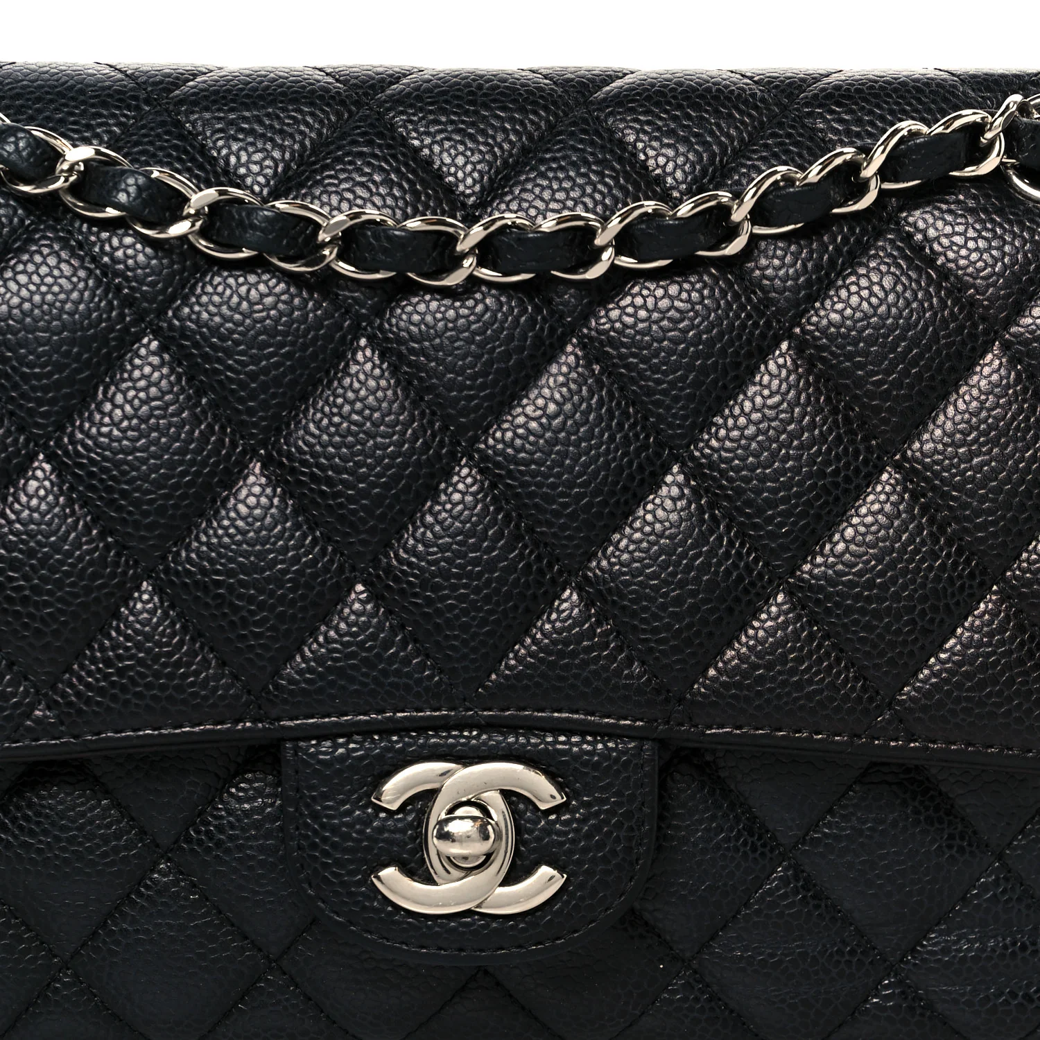 Caviar Quilted Medium Double Flap Black - Top Club