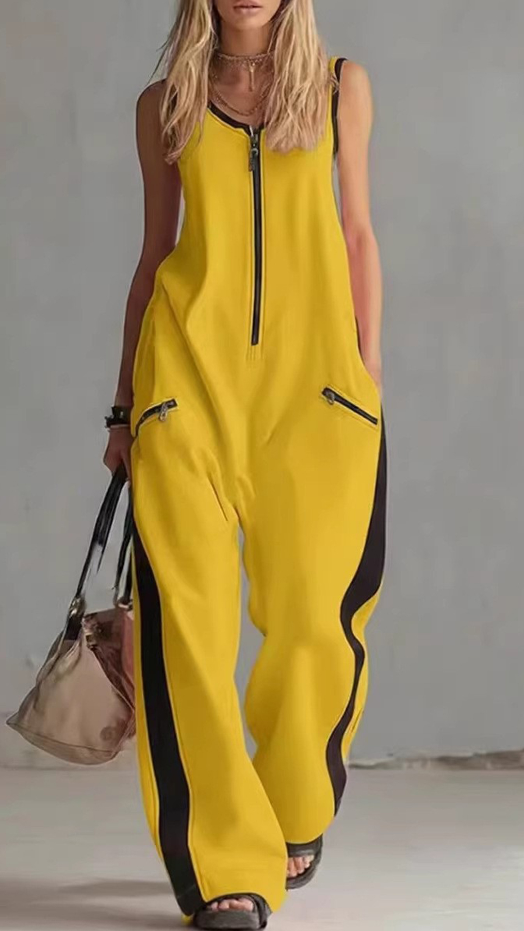 Women's Color-Block Cotton Jumpsuit - Nordfashionstorm - Women's Clothing, Fashion for You - Nordfashionstorm.com