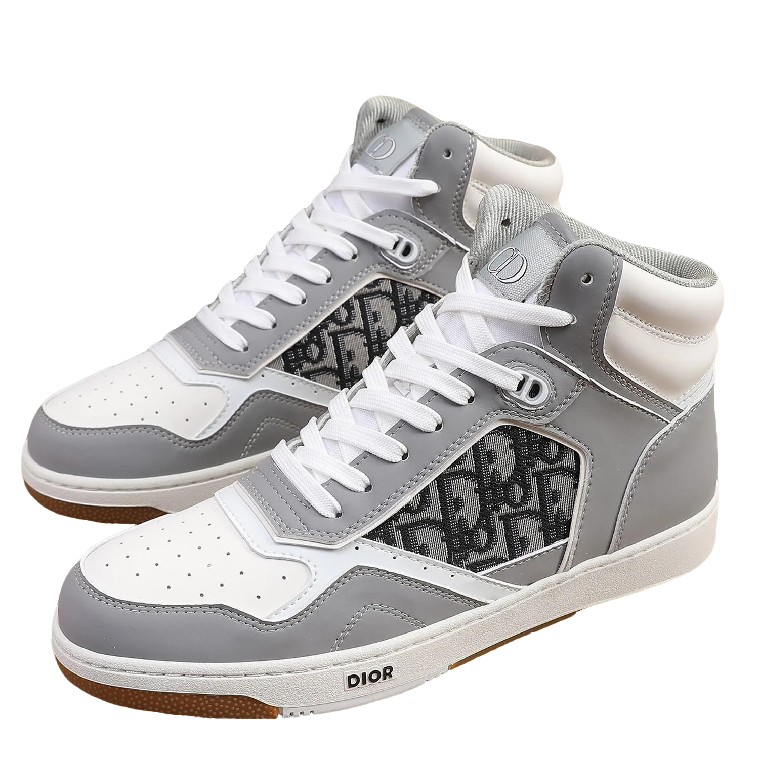 Dior Men's High Top Sneakers with Oblique Pattern and Adjustable Strap - Sneaker Replica Workshop
