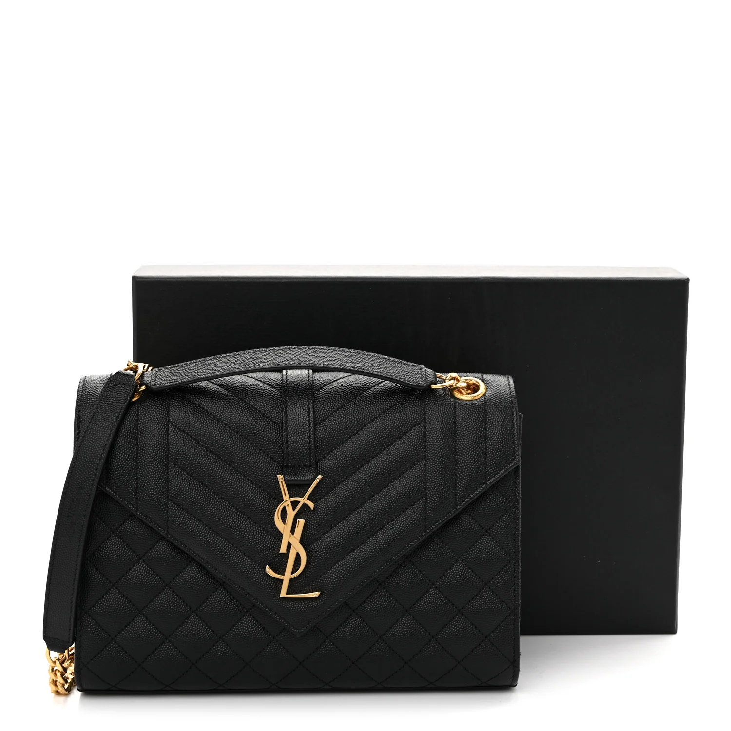 Grain De Poudre Textured Mixed Matelasse Triquilt Medium Monogram Satchel Black - Top Club