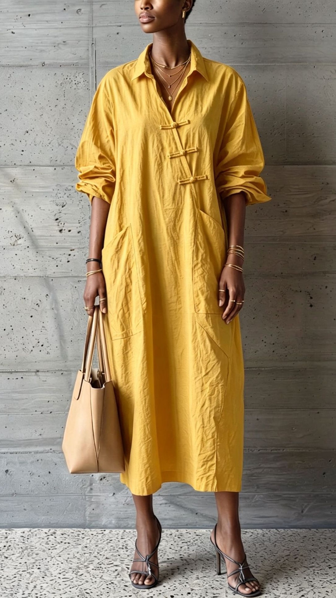 Women's cotton linen collared button-down shirt dress - Nordfashionstorm - Women's Clothing, Fashion for You - Nordfashionstorm.com