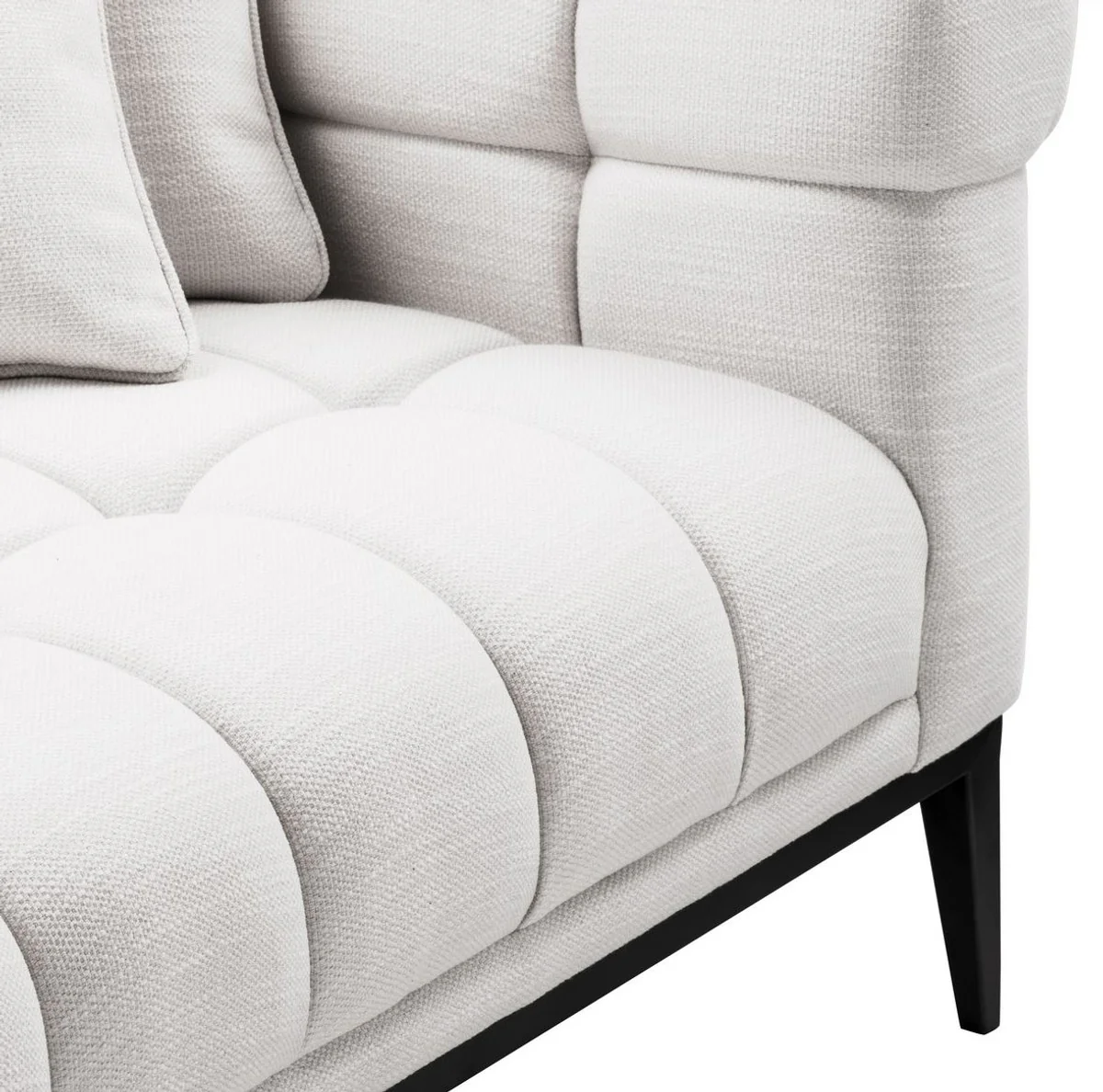 Luxury lounge sofa white / black 223 x 98 x H. 69 cm - right-side living room sofa with 2 cushions - luxury quality