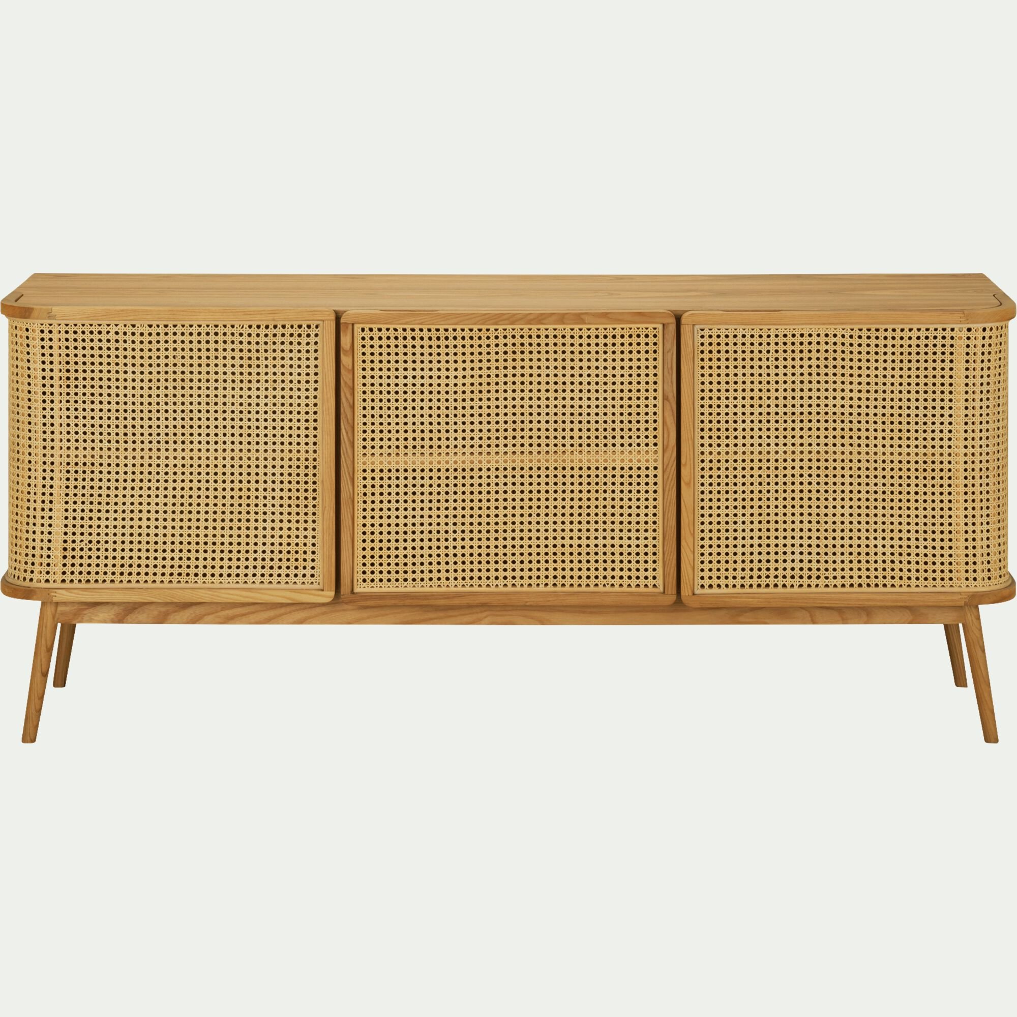 NORI - Buffet cannage 3 portes en bois - bois clair