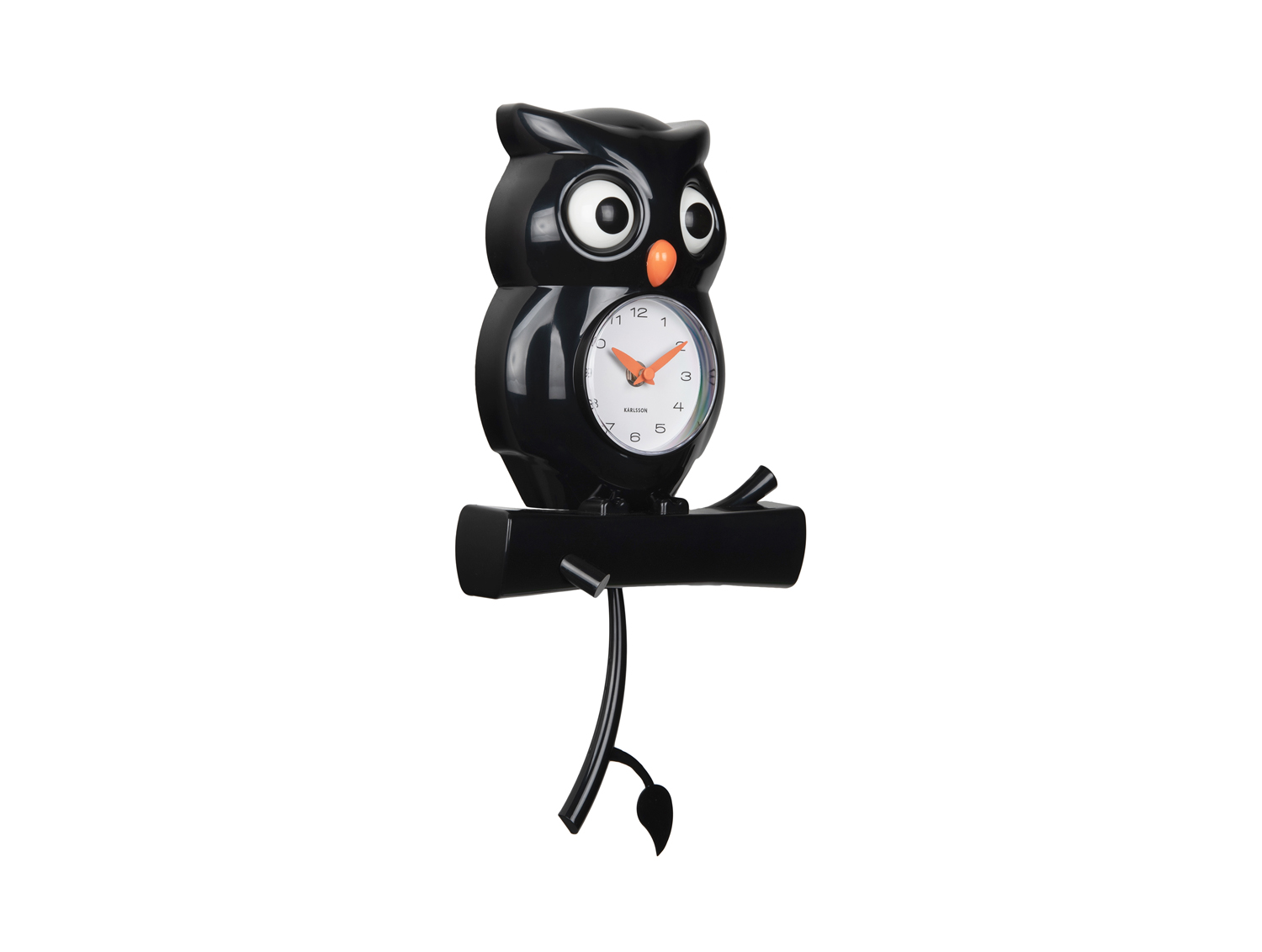 Wall clock Owl pendulum ABS black