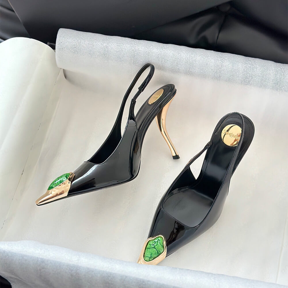 YSL Loulou Slingback Pumps in Patent Leather - Top Club