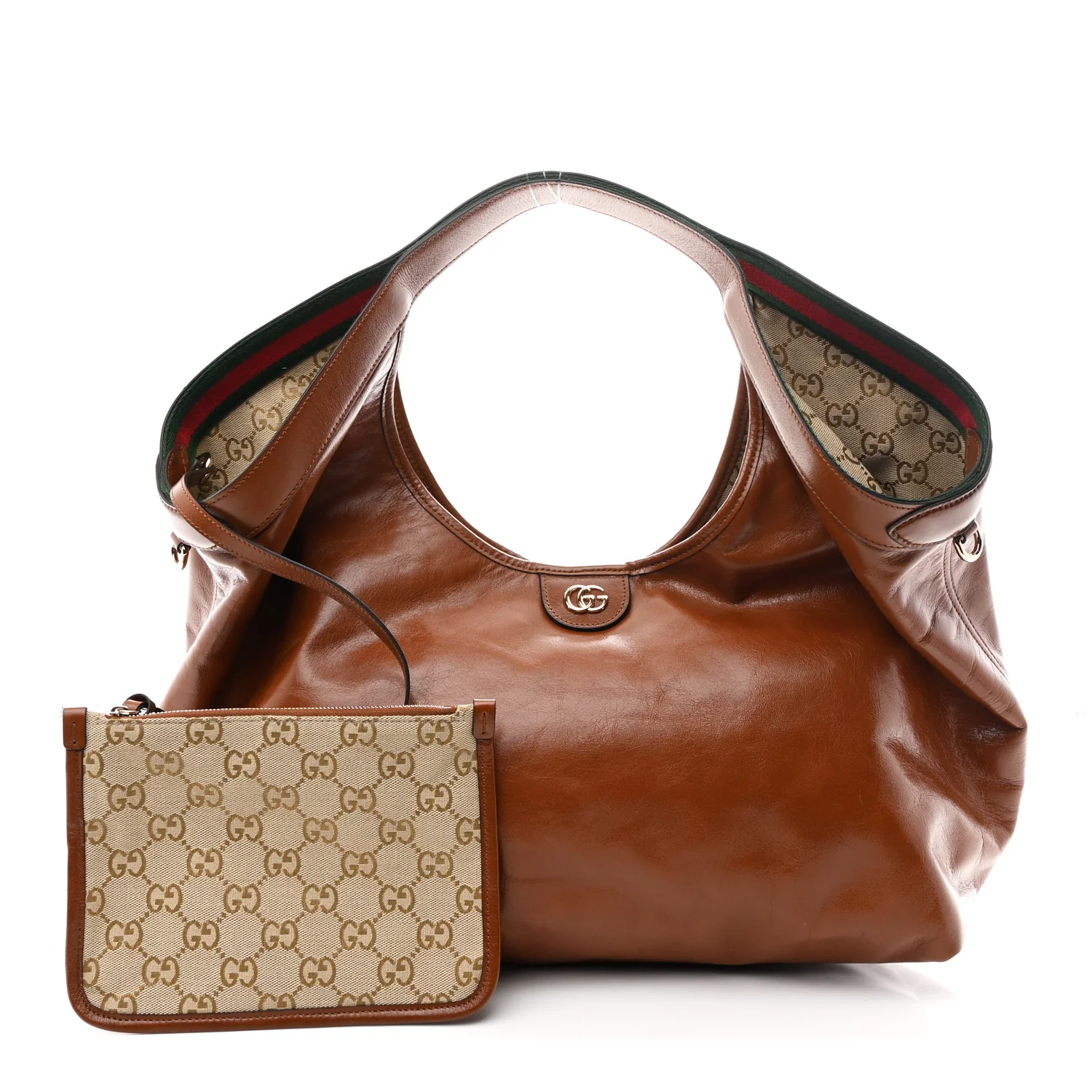 Soft Glossy Calfskin Large Giglio Tote Dark Brown - Top Club